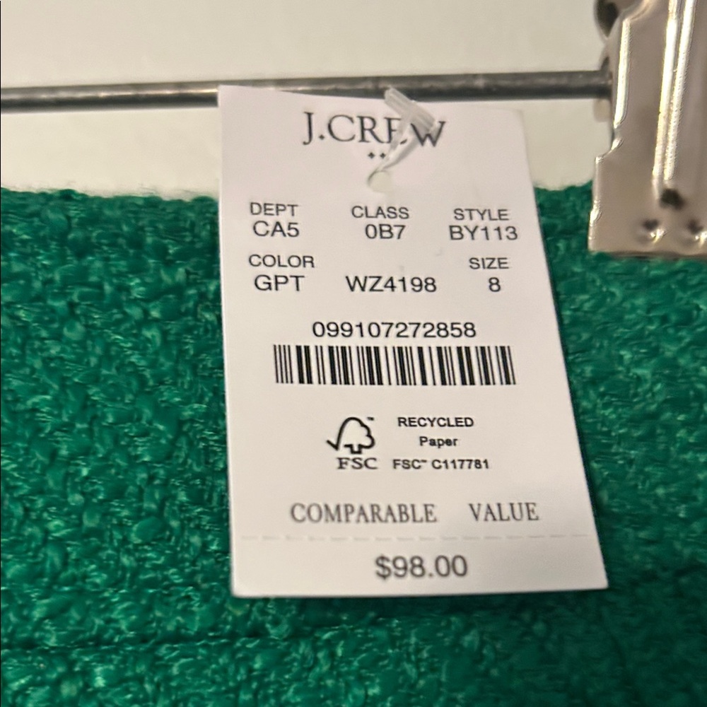 J Crew Green Women's Skirt, Size 8, NWT, available matching jacket - Picture 11 of 15